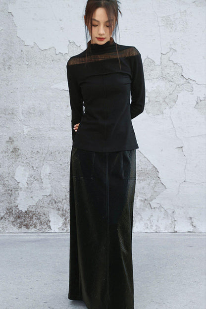 Point Sheer Design High Neck Top