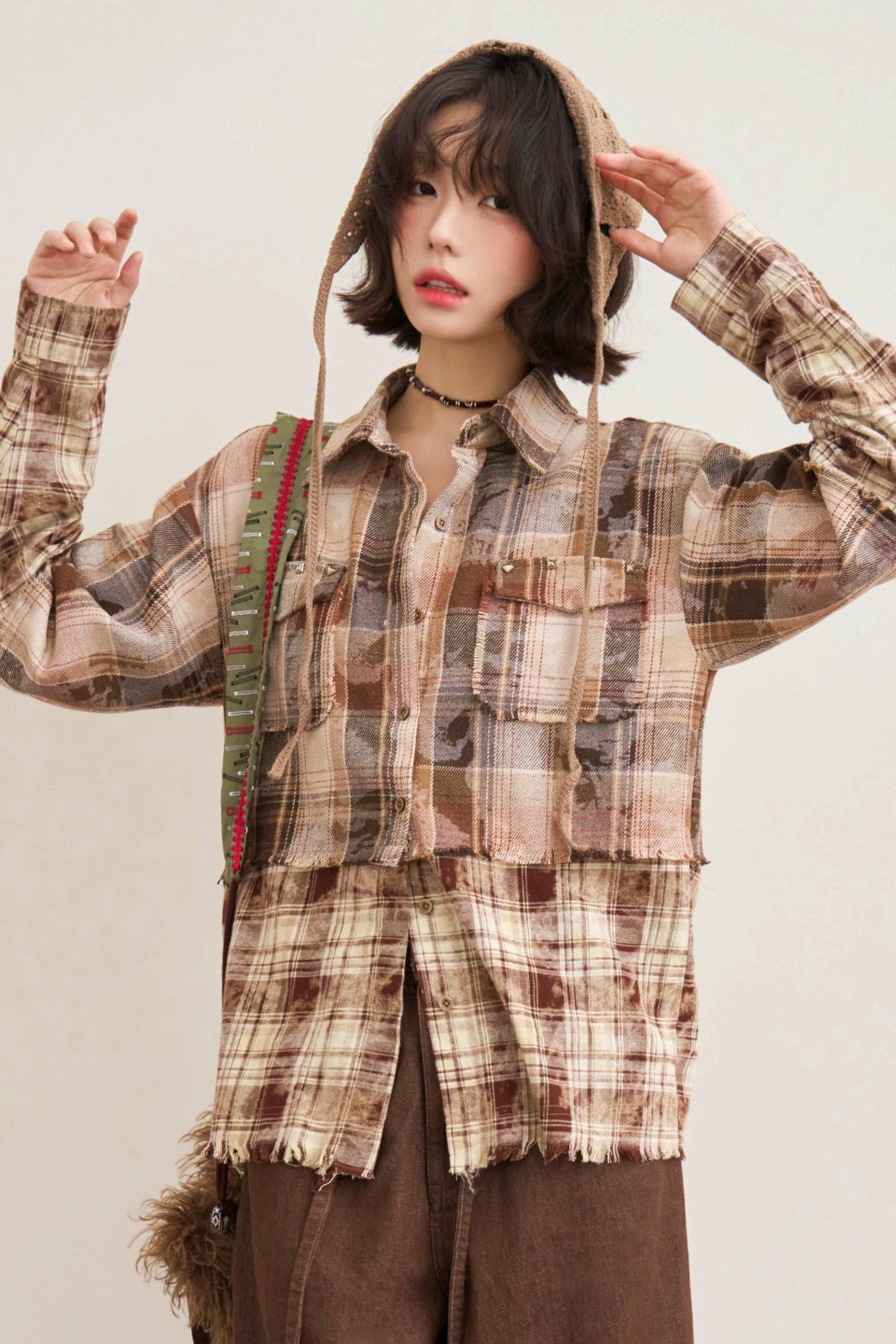 Hazelnut Latte Plaid Blouse