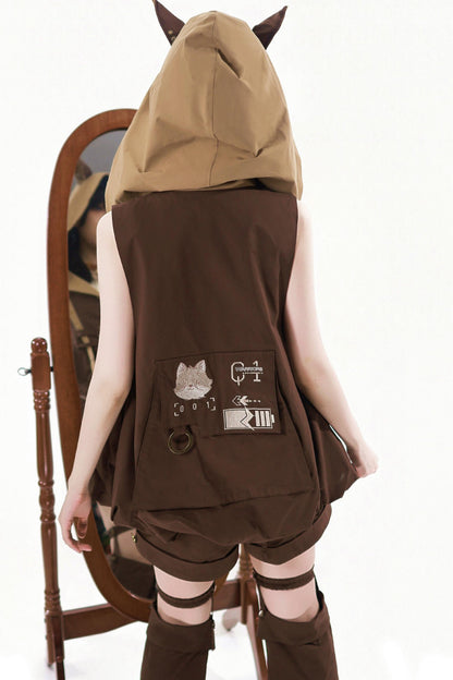 Cyberpunk Lolita Top + Shorts + Outerwear + Leg Accessories + Waist Pouch