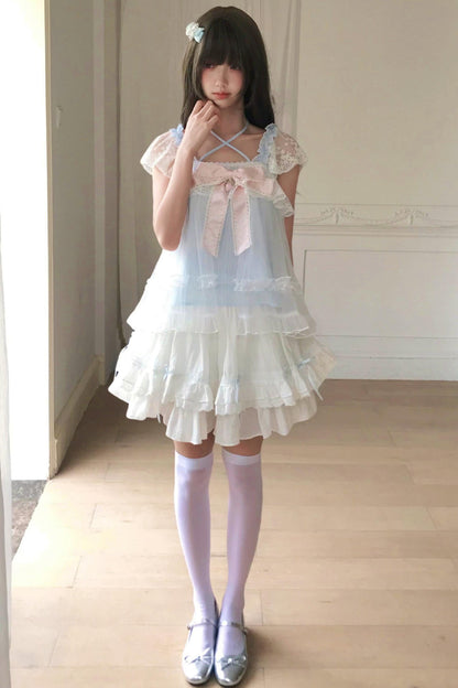 Baby Blue Lace Cami Top + Skirt