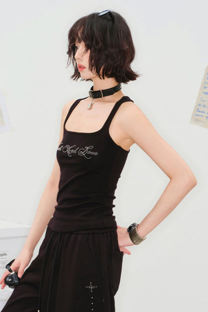 Rhinestone Curved Hem Camisole