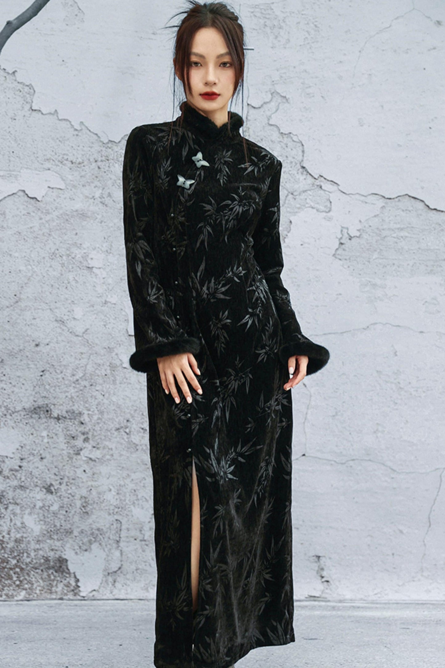 Bamboo Leaf Cheongsam Dress