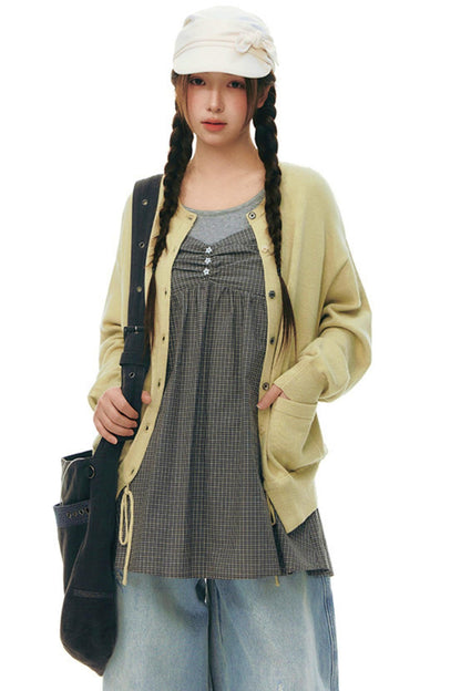 Drawstring Knit Cardigan