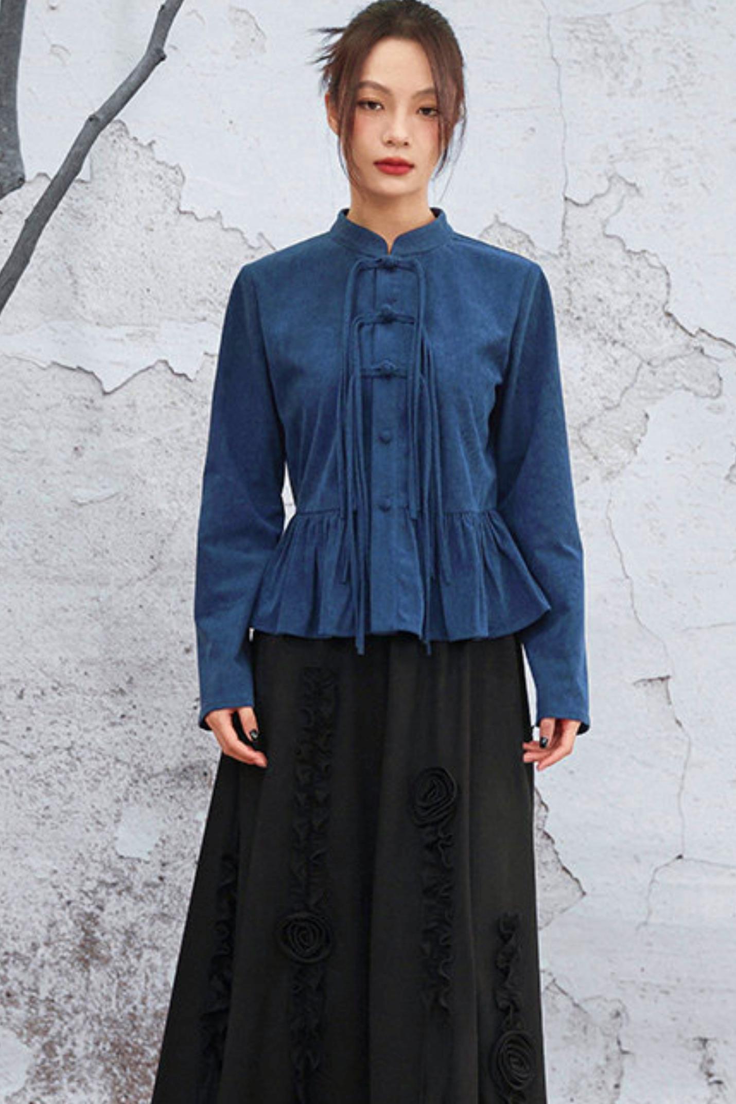 Chinese-style Flare Top + Slit Skirt