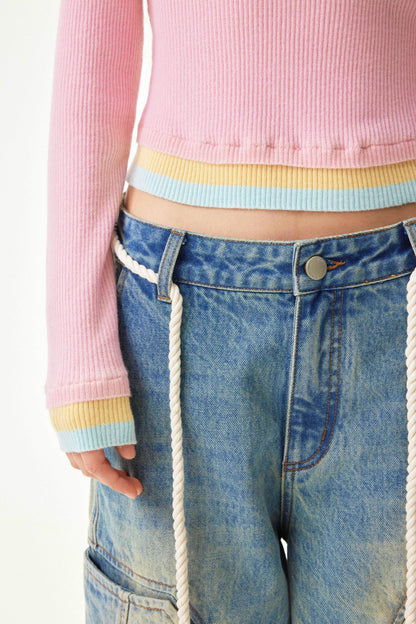 Sweet Color Block Slim Top