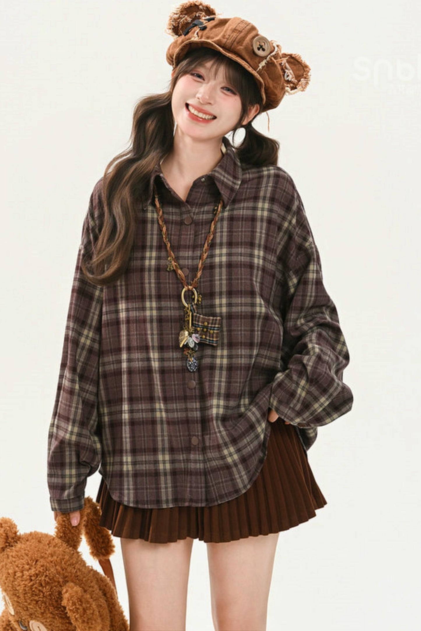 Loose Retro Plaid Shirt