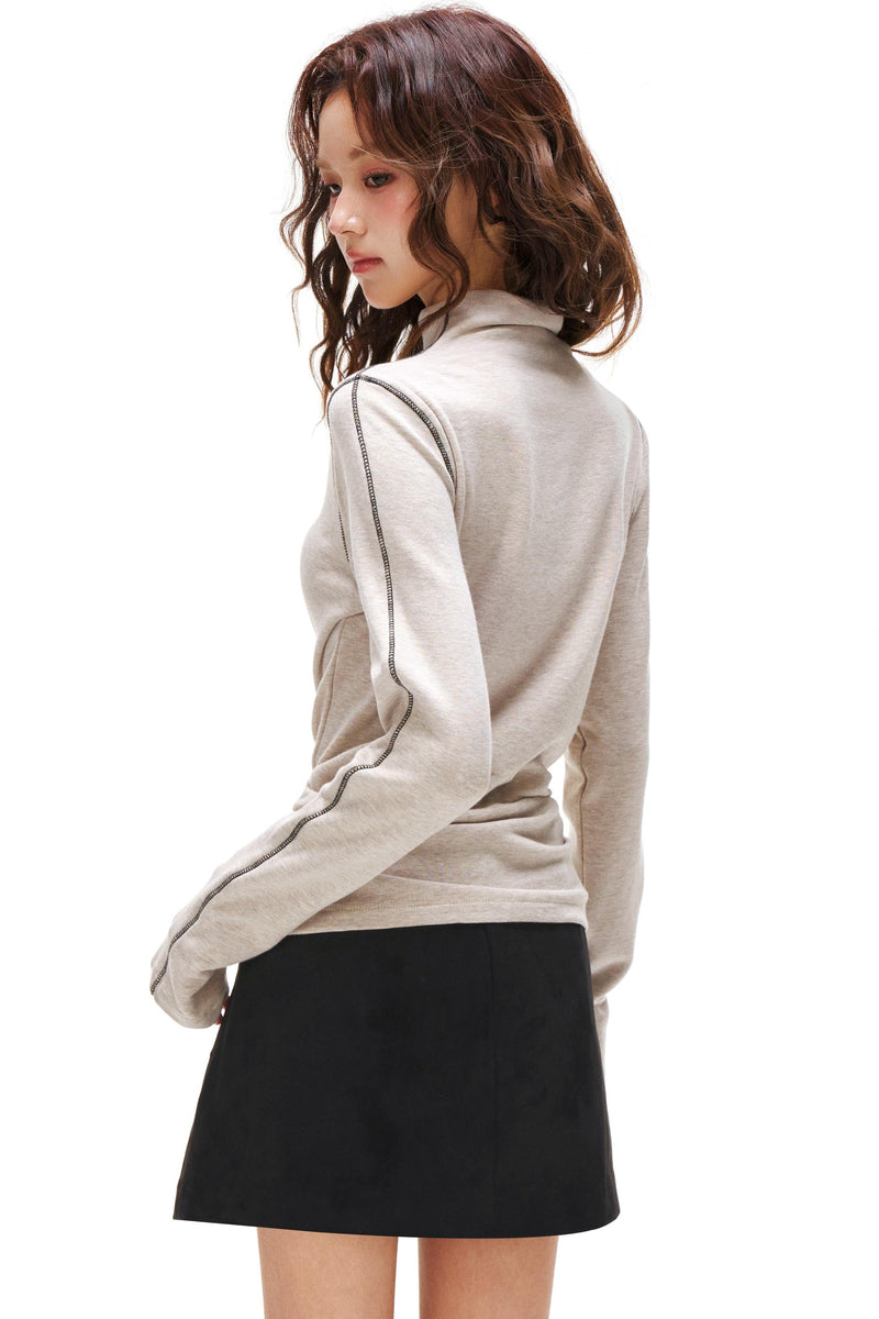 A-line Arm Turtleneck Tops