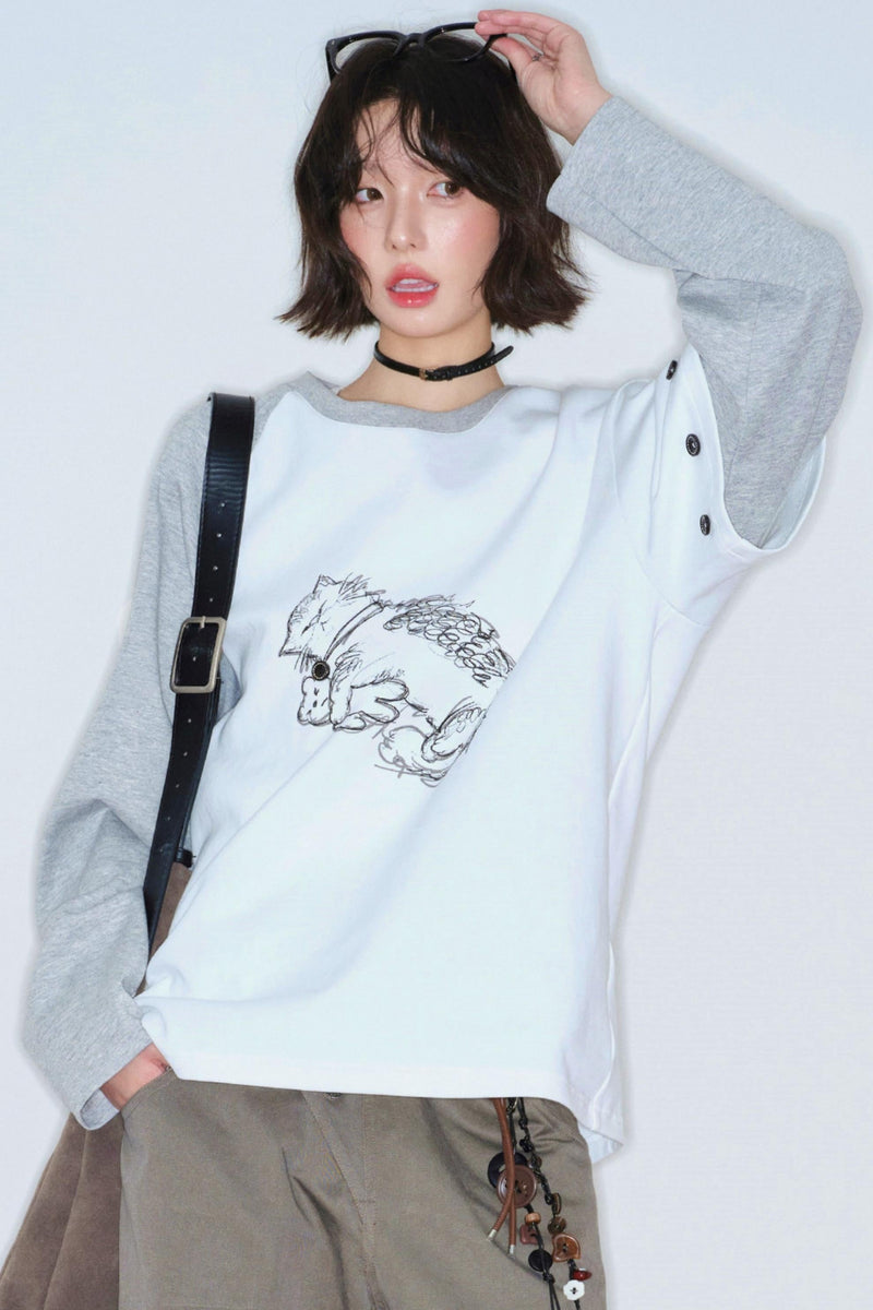 Cat Gravity Loose Tops