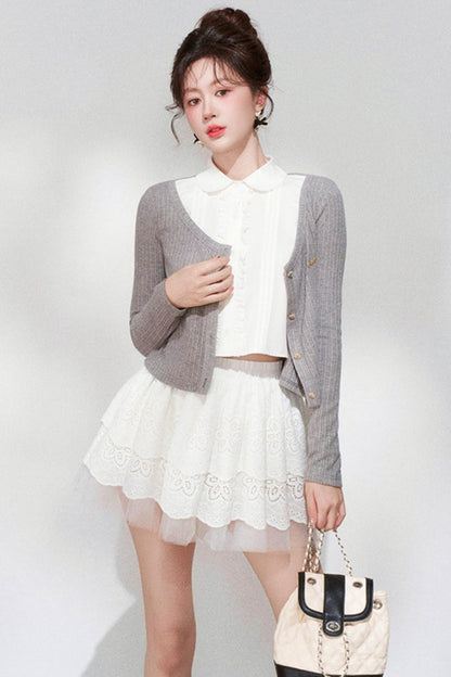 French Style Knit Cardigan + Skirt