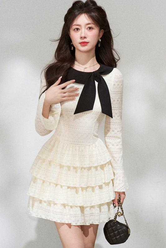French Sweet Pure White Dress