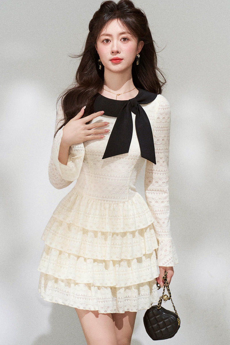 French Sweet Pure White Dress