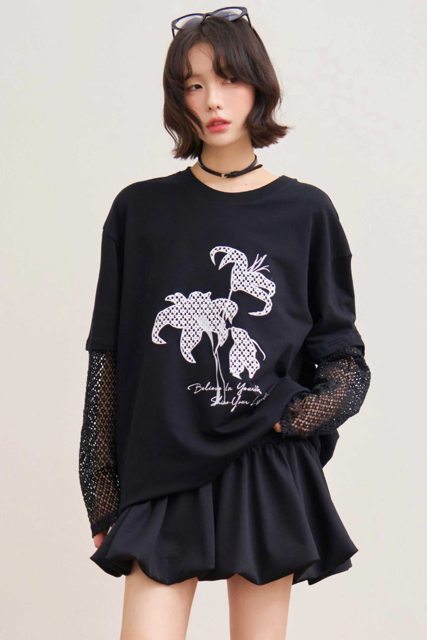 Shadow Weaving Lace Top