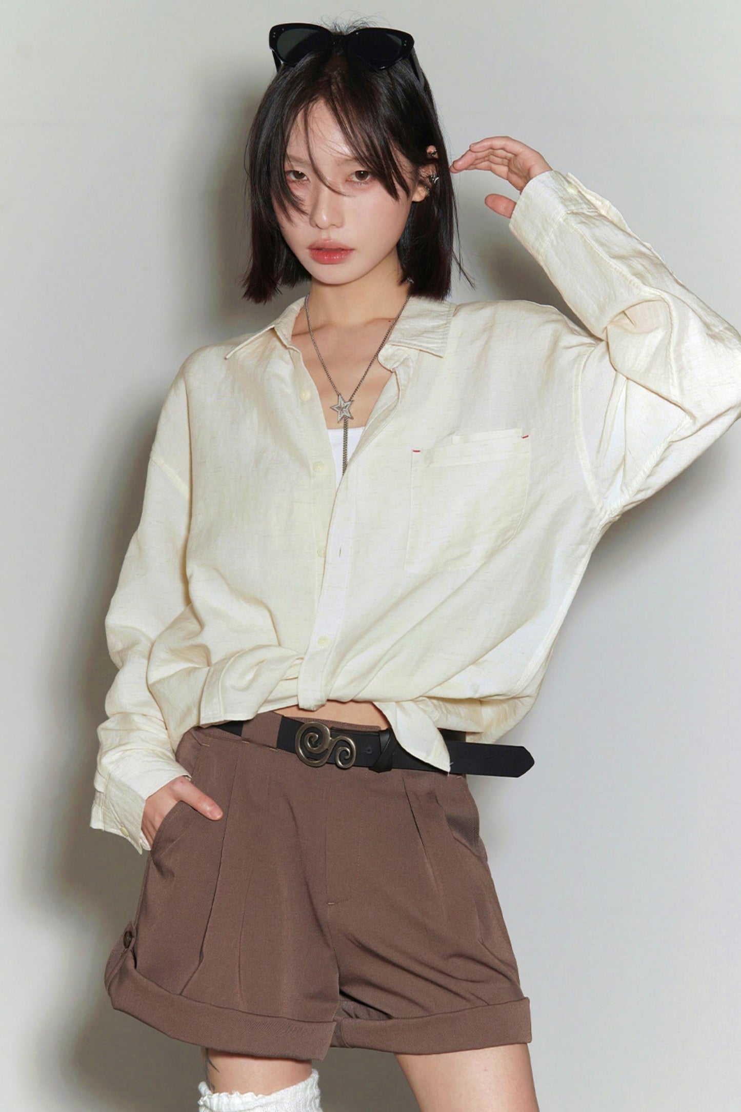 Cotton Linen Long Sleeve Blouse