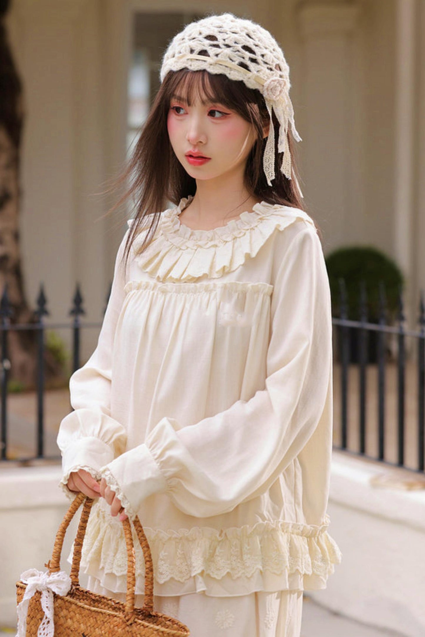 Sweet Lace Trim Blouse