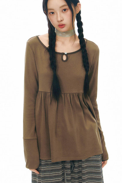 Color Block Flare Top With Neckline