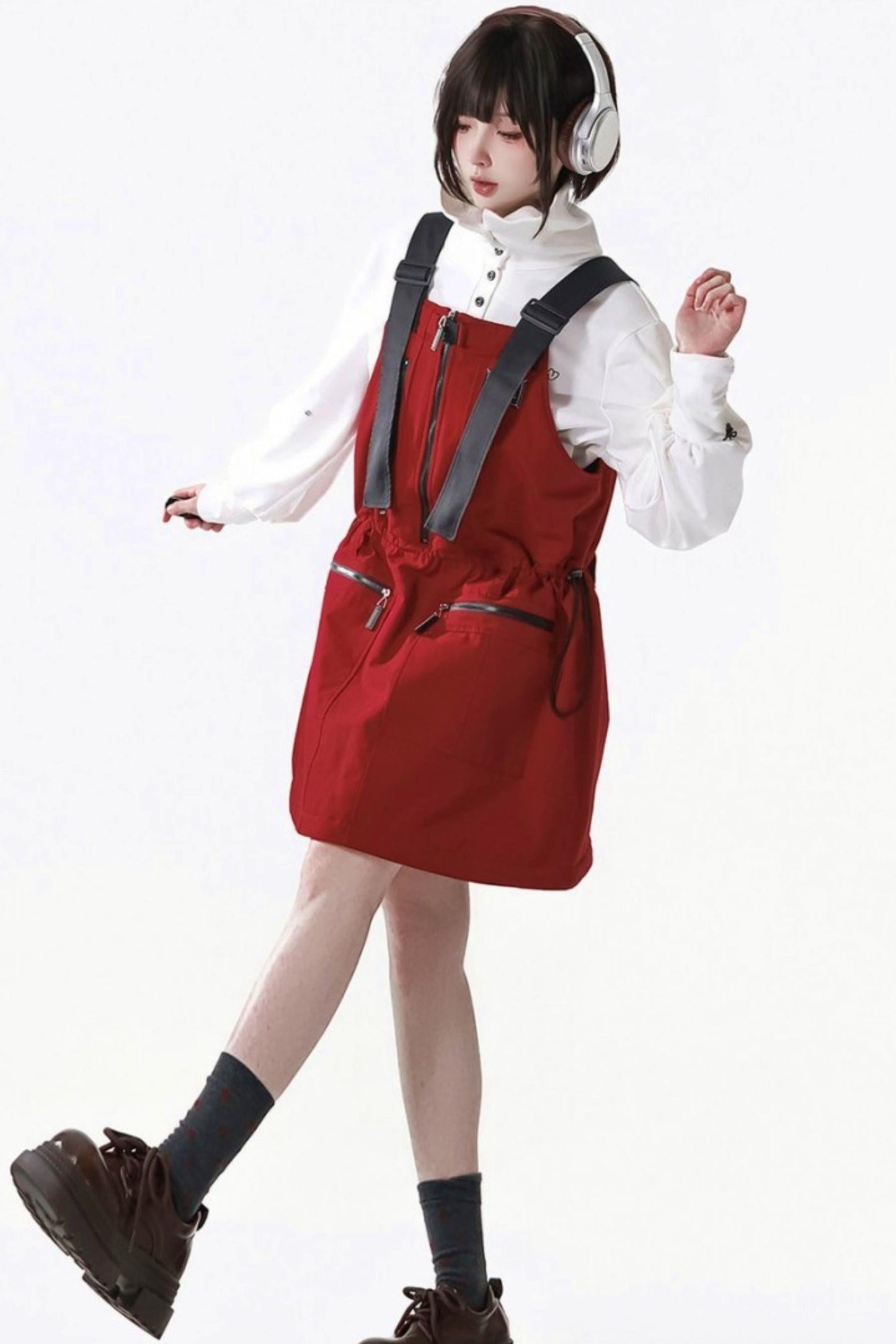 Fleece Jacket + Suspender Skirt + Pants + Shirt