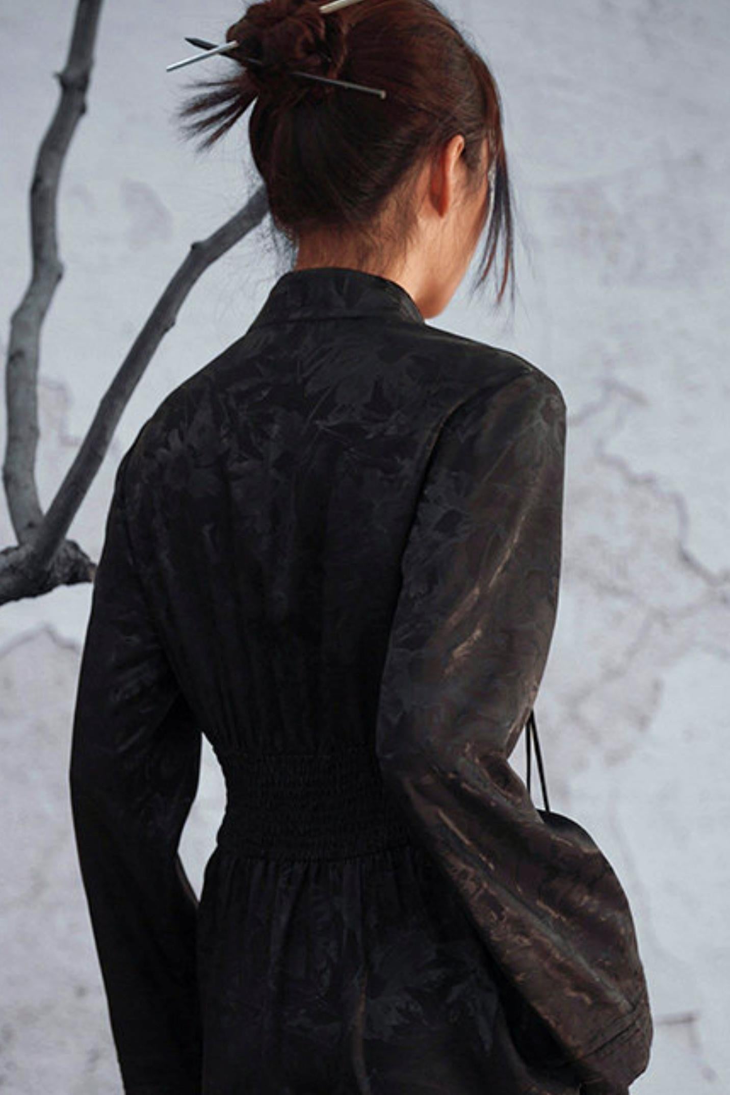 Jacquard Waist Cinched Dress