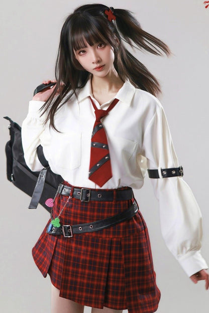 Leather Trim Shirt + Tie