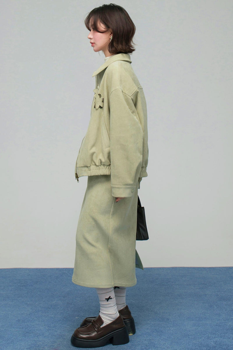Retro Patchwork Jacket + Skirt