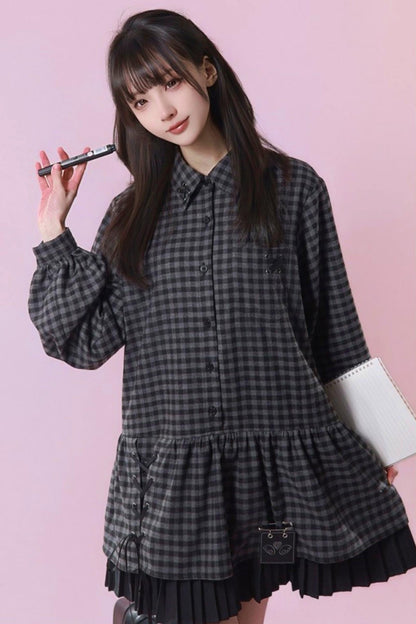 Dark Retro Sweet Plaid Dress