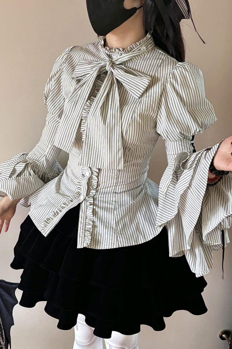 Princess Sleeve Gothic Striped Lolita Blouse