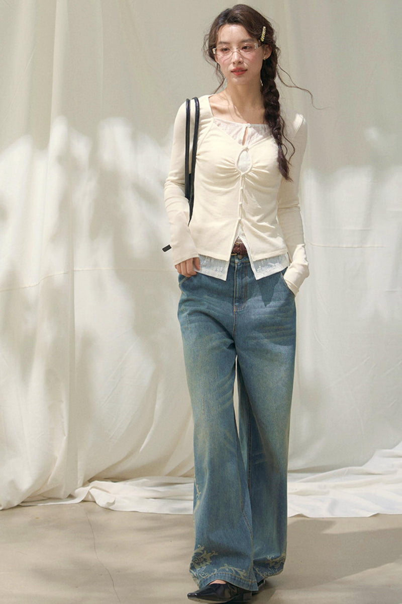 Seashell Lace Layered Top