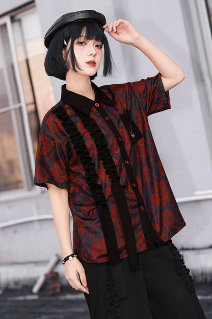 Color Blocked Lace Blouse