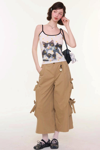 Bow Tie Cat Print Camisole