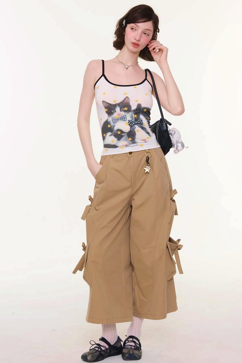 Bow Tie Cat Print Camisole