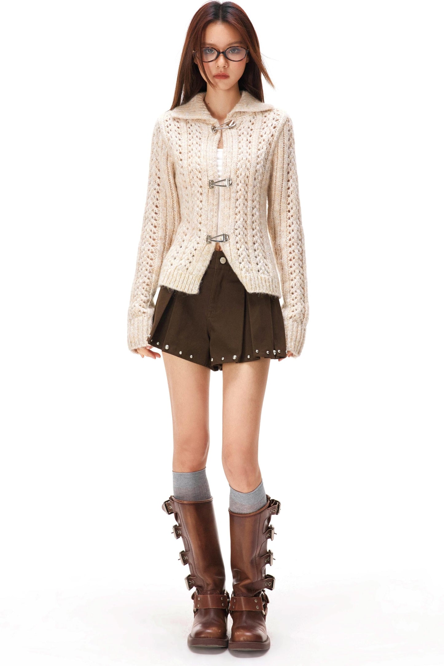Y2k Hollow Out Knit Cardigan