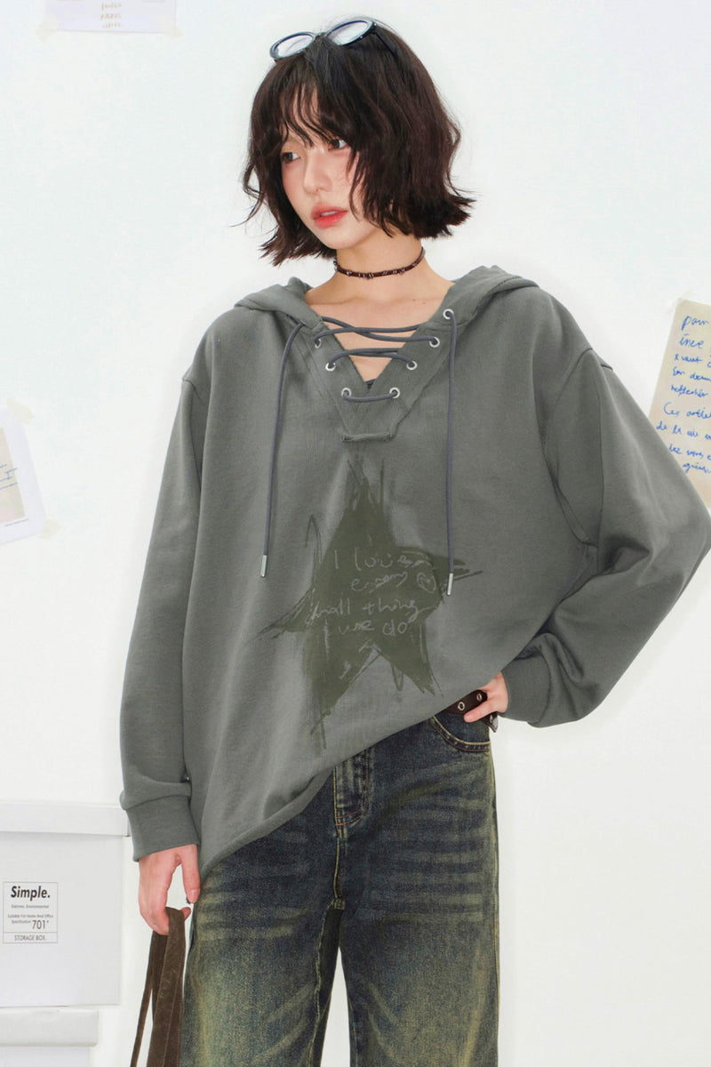 Mode Star Loose Hoodie Top