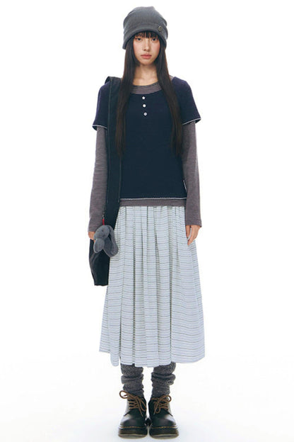 Contrast Color Layered Top