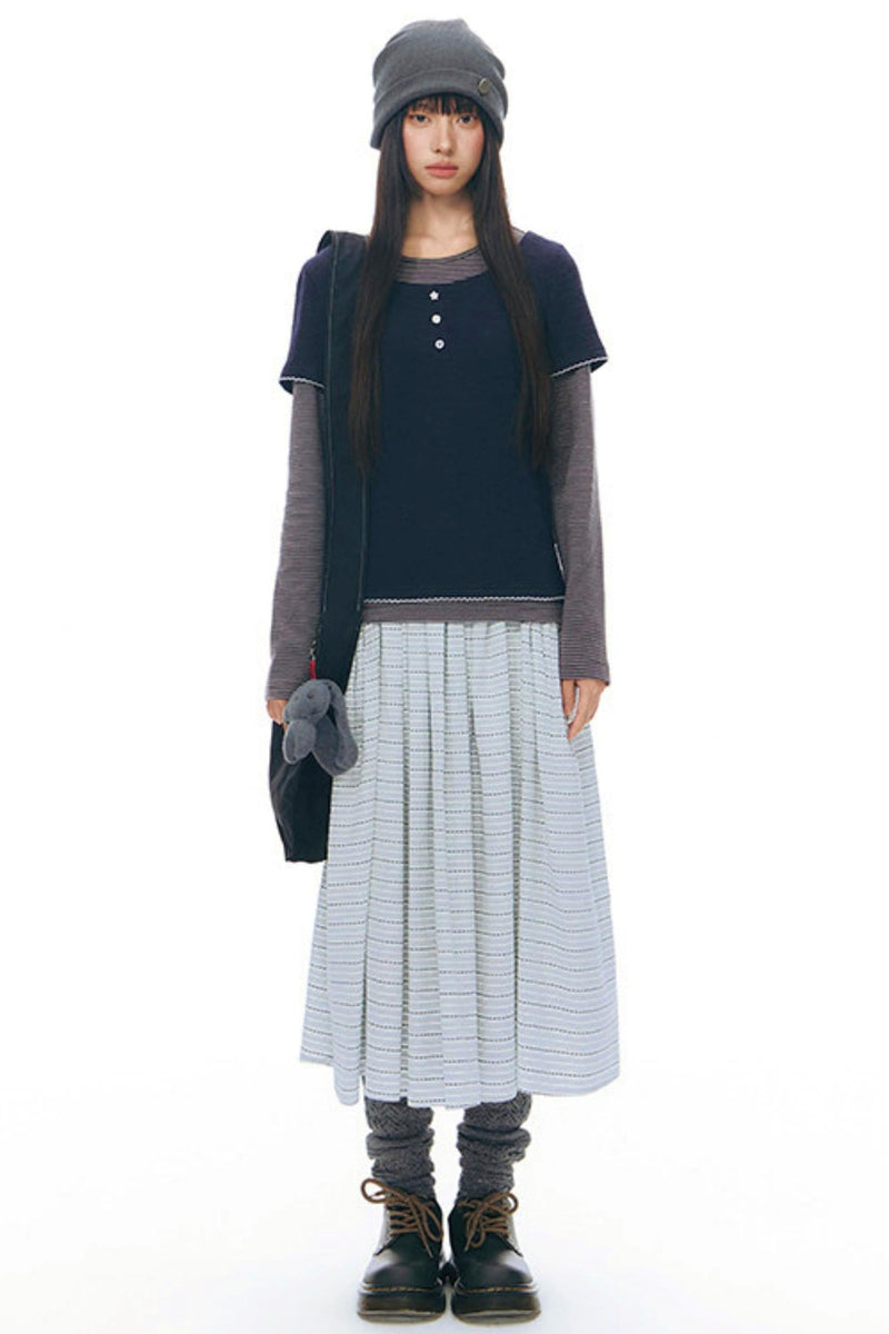 Contrast Color Layered Top