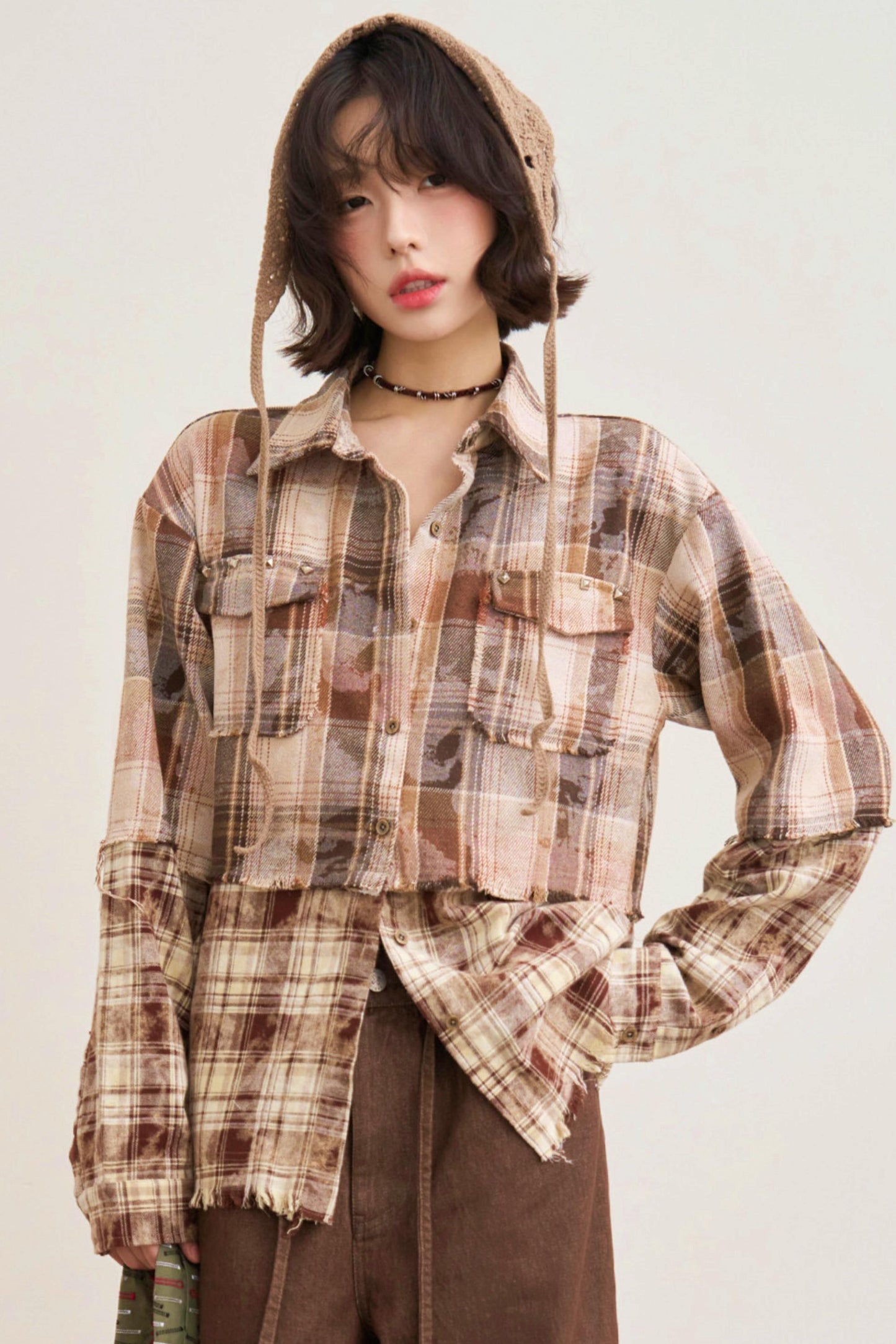 Hazelnut Latte Plaid Blouse