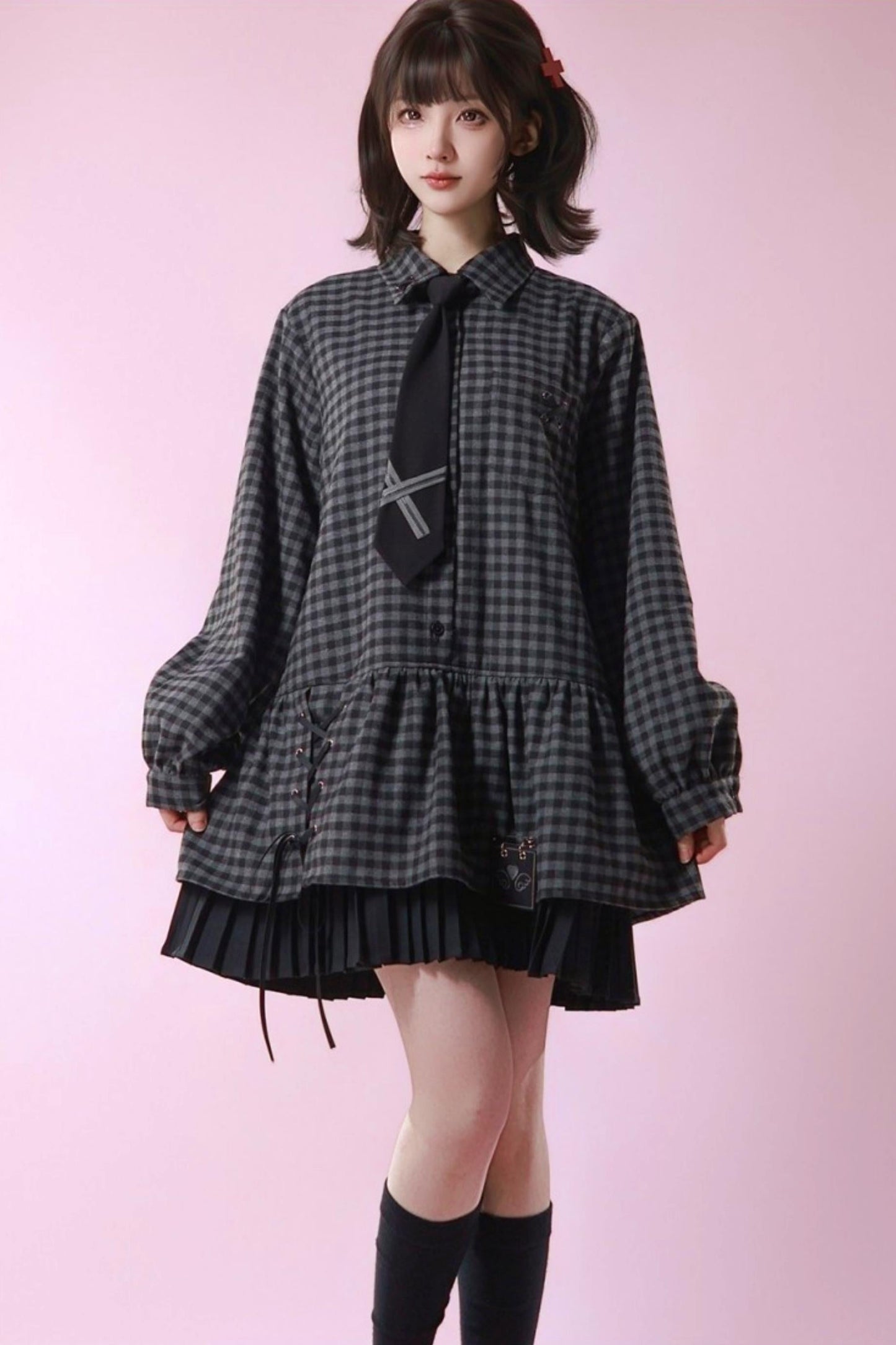 Dark Retro Sweet Plaid Dress