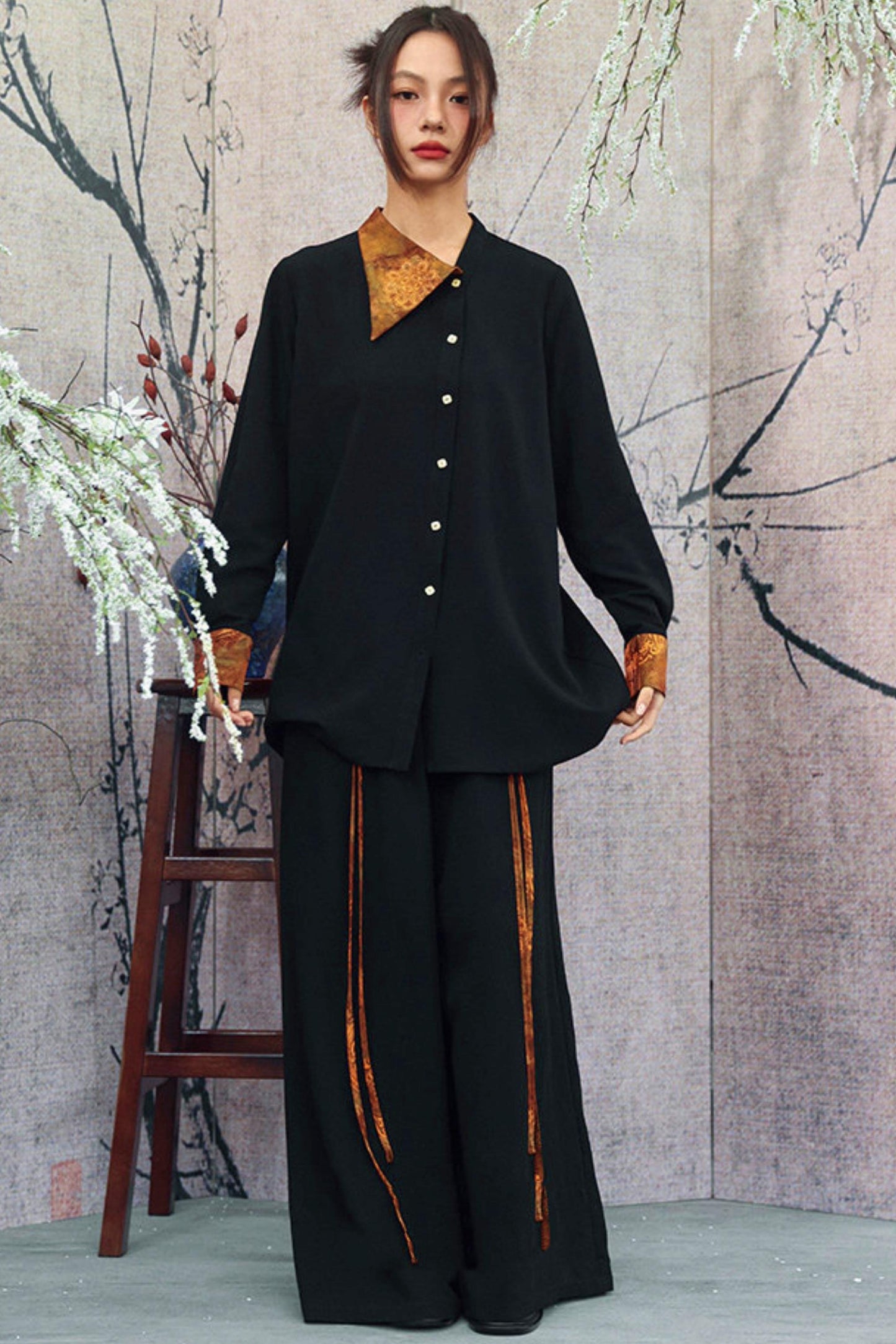 Gold Dragon Diagonal Collar Shirt