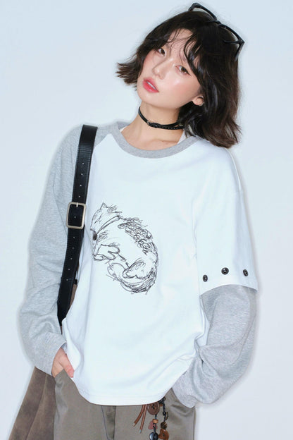 Cat Gravity Loose Tops