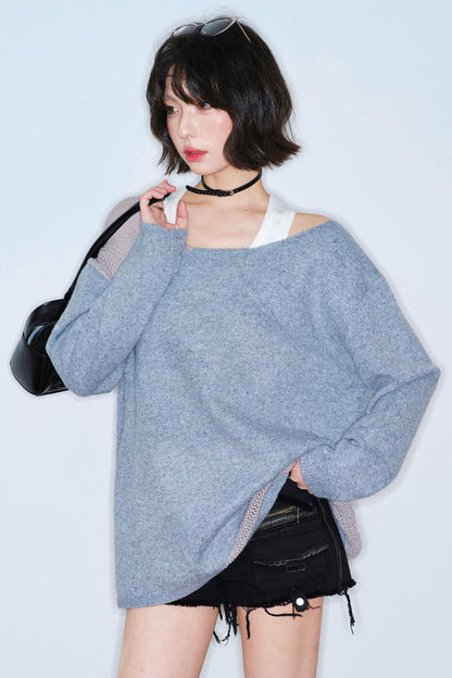 Hollow Out Off Shoulder Loose Top