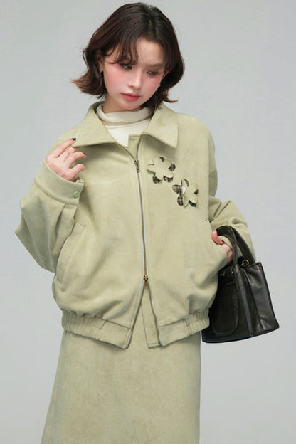 Retro Patchwork Jacket + Skirt