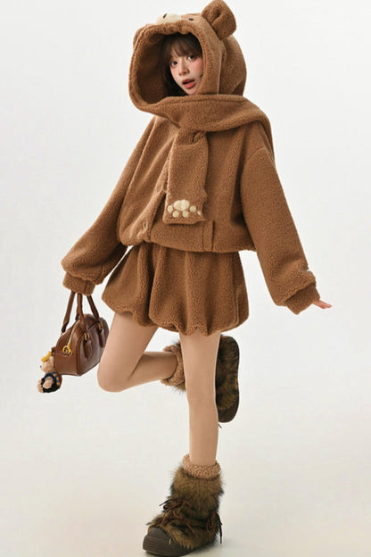 Bear Hooded Fleece Jacket + Pants