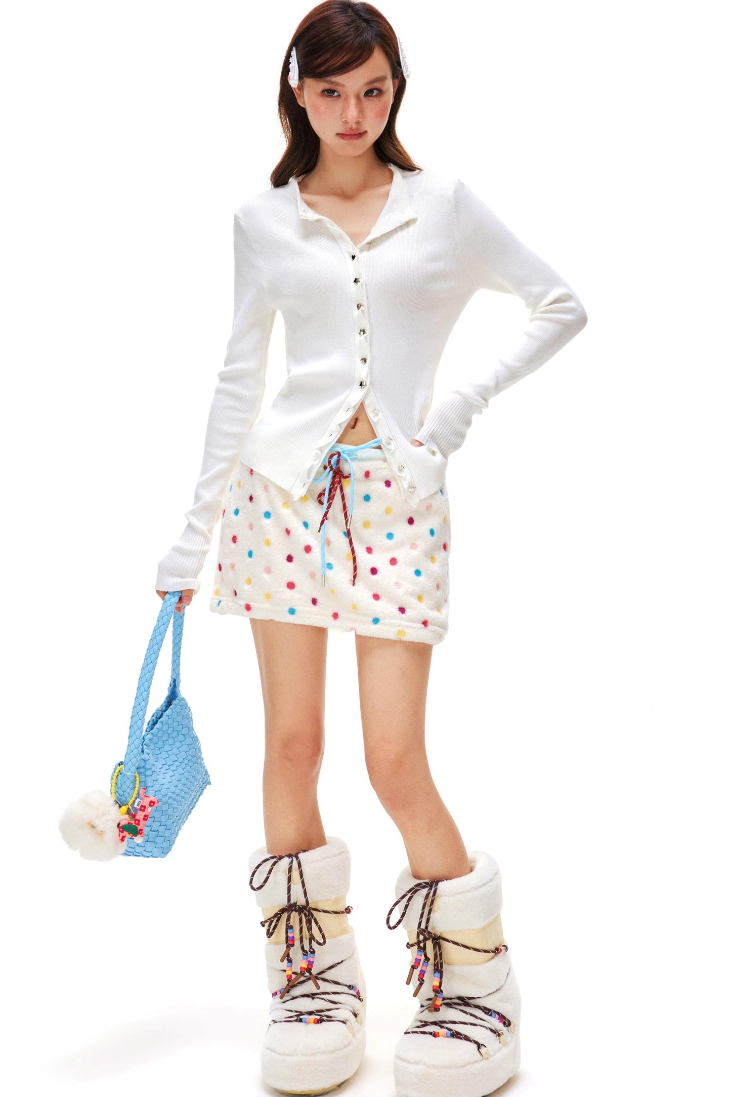 Love Star Button Slim Cardigan