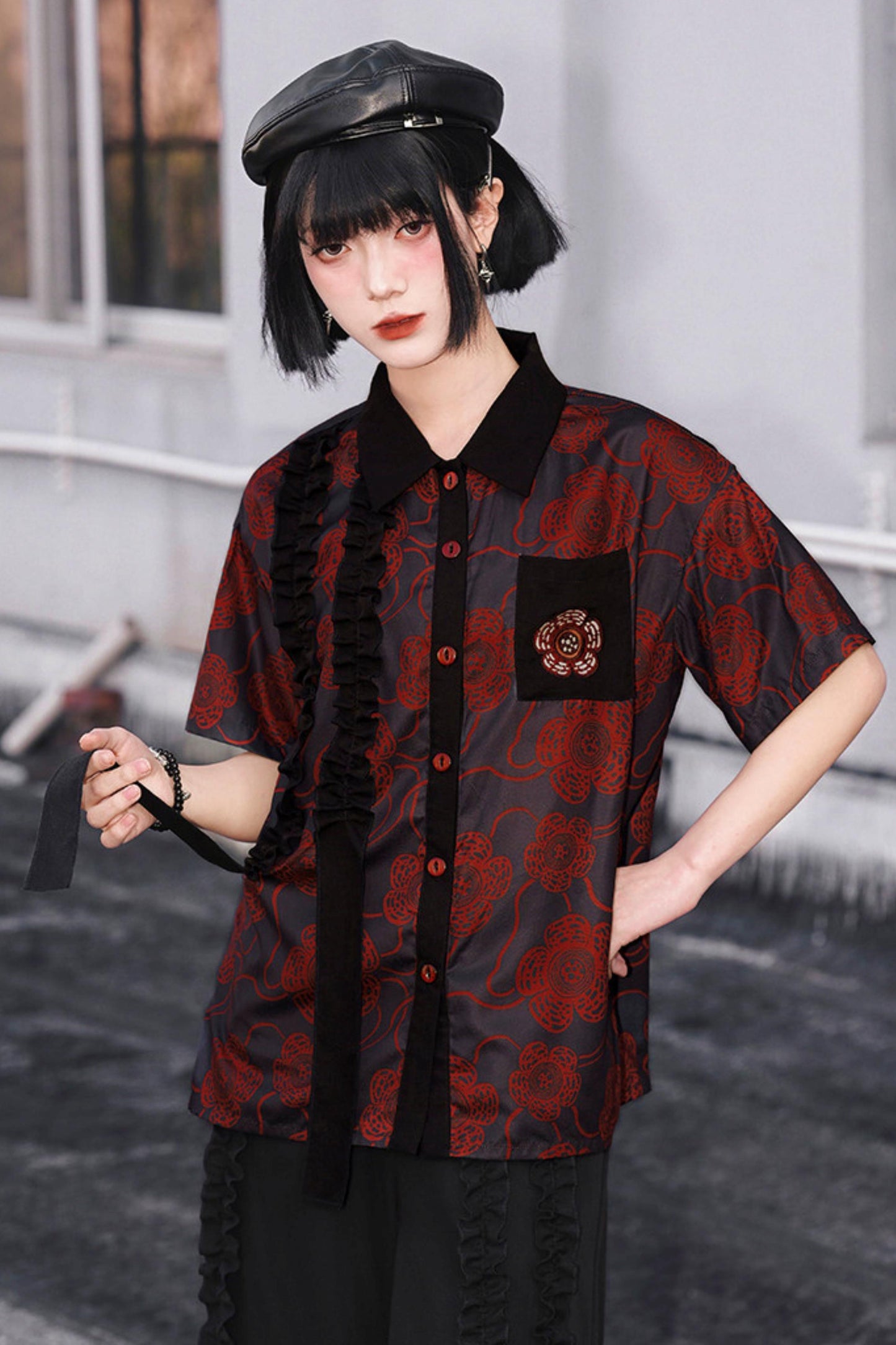 Color Blocked Lace Blouse