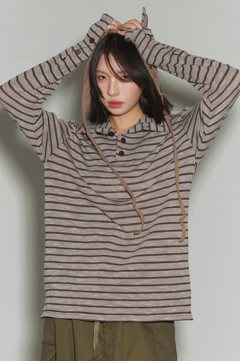 Striped High Neck Top