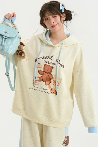 Bear Print Hooded Sweatshirt
