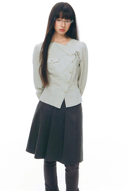 Y2k Small Checkered Shirt + Skirt