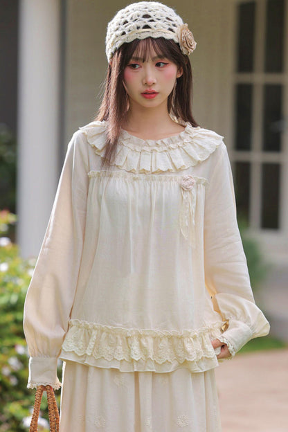 Sweet Lace Trim Blouse