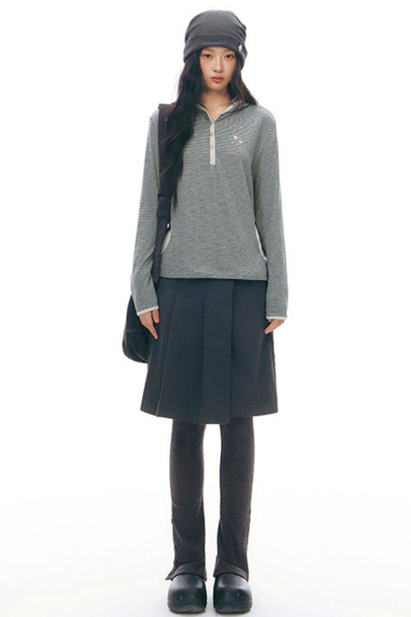 Striped Hooded Knit Tops