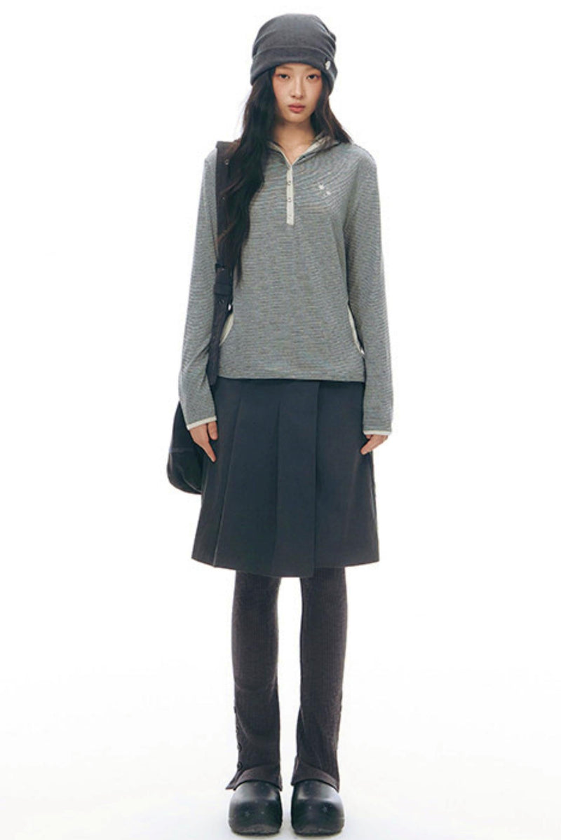 Striped Hooded Knit Tops