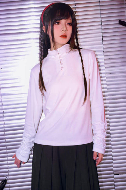 Bar Style Ruched High Neck Blouse