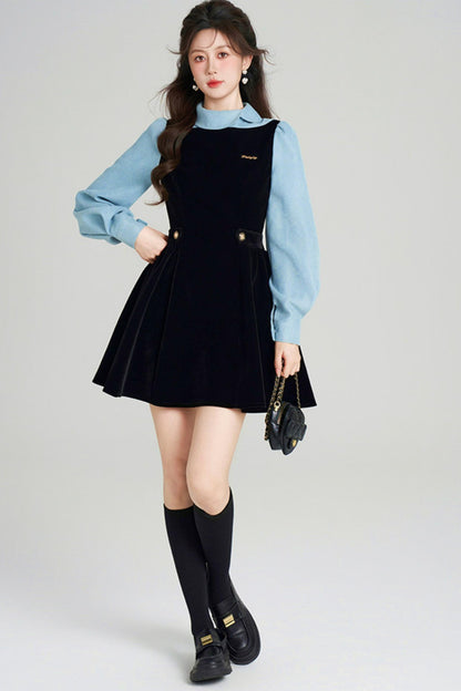 Spliced Velvet Hepburn Dress